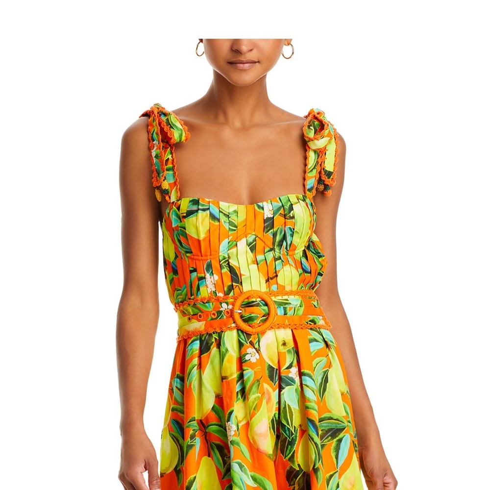 FARM Rio Orange and Green Tropical Dress